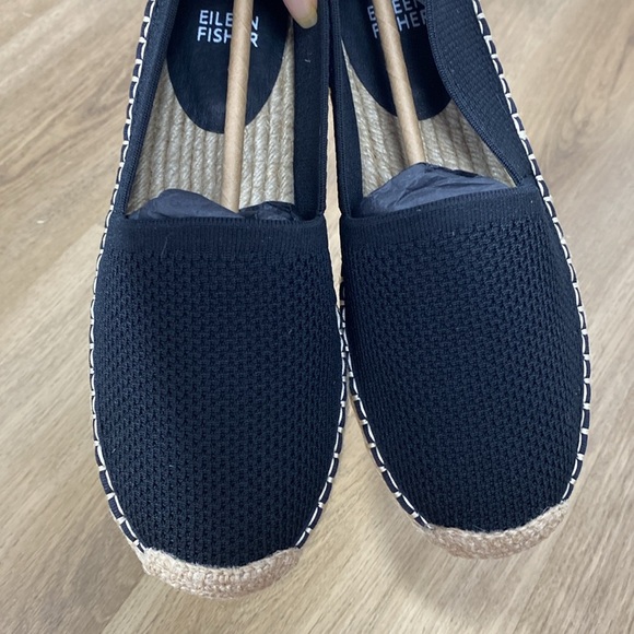 Eileen Fisher Live Knit Espadrilles Black and Tan Loafers Slip-Ons size 7 - Picture 8 of 11